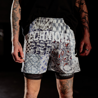 Combat Blue 2 in 1 MMA Shorts